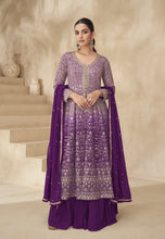 Load image into Gallery viewer, Flawless Slit Style Purple Anarkali Lehenga