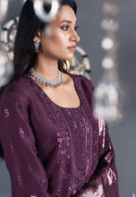 Load image into Gallery viewer, Flawless Sophistication Embroidered Dark Purple Pant Suit