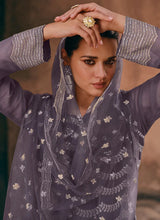 Load image into Gallery viewer, Glamourous Dark Grey Heavy Embroidered Gharara Suit
