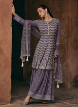 Load image into Gallery viewer, Glamourous Dark Grey Heavy Embroidered Gharara Suit
