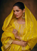 Load image into Gallery viewer, Glamourous Yellow Heavy Embroidered Dhoti Style Suit