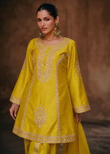 Load image into Gallery viewer, Glamourous Yellow Heavy Embroidered Dhoti Style Suit