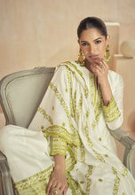Load image into Gallery viewer, Gold White Flattering Slit-Style Anarkali Dress