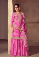 Load image into Gallery viewer, Graceful Embroidered Pink Sharara Ensemble