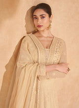 Load image into Gallery viewer, Graceful  Beige Embroidered Anarkali Gown