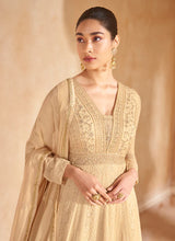 Load image into Gallery viewer, Graceful Beige Embroidered Anarkali Gown