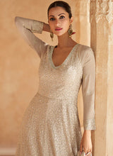 Load image into Gallery viewer, Graceful Light Beige Embroidered Anarkali Gown