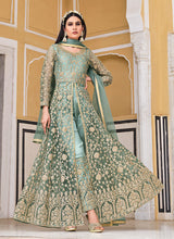 Load image into Gallery viewer, Green Embroidered Lehenga/Pant Style Designer Anarkali

