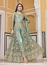 Load image into Gallery viewer, Green Embroidered Lehenga/Pant Style Designer Anarkali