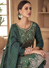 Load image into Gallery viewer, Green Embroidered Stylish Pant Style Suit