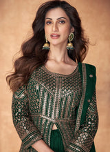 Load image into Gallery viewer, Green Enchanting Embroidered Anarkali Style Lehenga