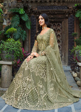 Load image into Gallery viewer, Green Heavy Embroidered Designer Anarkali Suit