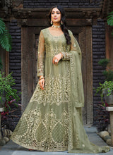 Load image into Gallery viewer, Green Heavy Embroidered Designer Anarkali Suit