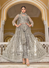Load image into Gallery viewer, Grey Embroidered Lehenga/Pant Style Designer Anarkali