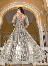 Load image into Gallery viewer, Grey Embroidered Lehenga/Pant Style Designer Anarkali