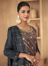 Load image into Gallery viewer, Grey Embroidered Stylish Pant Style Suit