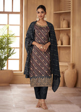 Load image into Gallery viewer, Grey Embroidered Stylish Pant Style Suit