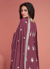 Load image into Gallery viewer, Lavender Pink Silk Embroidered Pant Style Suit