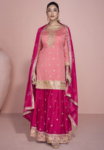 Load image into Gallery viewer, Lavish Embroidered Peach-Pink Sharara Suit-2