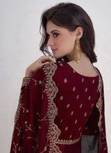 Load image into Gallery viewer, Maroon Elegance Reimagined Designer Anarkali Suit