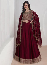 Load image into Gallery viewer, Maroon Elegance Reimagined Designer Anarkali Suit
