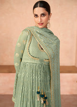 Load image into Gallery viewer, Mint Green Lucknowi Embroidered Anarkali Gown