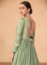 Load image into Gallery viewer, Mint Green Lucknowi Embroidered Anarkali Gown