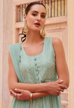 Load image into Gallery viewer, Modern Elegance Blue Embroidered Slit Style Anarkali