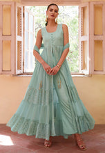 Load image into Gallery viewer, Modern Elegance Blue Embroidered Slit Style Anarkali