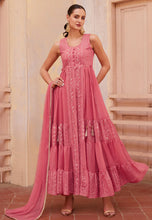 Load image into Gallery viewer, Modern Elegance Pink Embroidered Slit Style Anarkali