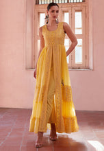 Load image into Gallery viewer, Modern Elegance Yellow Embroidered Slit Style Anarkali