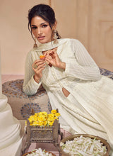 Load image into Gallery viewer, Off-white Ensembled Lucknowi Embroidered Sharara Flare Anarkali