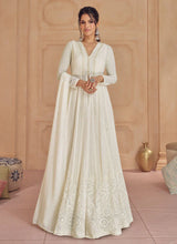 Load image into Gallery viewer, Off-white Ensembled Lucknowi Embroidered Sharara Flare Anarkali