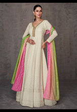 Load image into Gallery viewer, Off White Exquisite Heavy Embroidered Anarkali Salwar Suit
