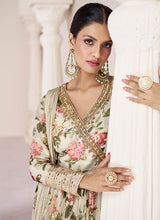 Load image into Gallery viewer, Off White Multi Colour Printed Anarkali Style Gown