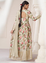 Load image into Gallery viewer, Off White Multi Colour Printed Anarkali Style Gown
