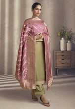 Load image into Gallery viewer, Opulent Grace Embroidered Olive Green Pant Style Suit