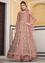 Load image into Gallery viewer, Peach Embroidered Lehenga/Pant Style Designer Anarkali