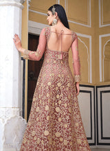 Load image into Gallery viewer, Peach Embroidered Lehenga/Pant Style Designer Anarkali