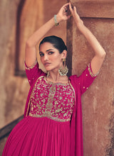 Load image into Gallery viewer, Pink Embroidered Jacket Style Kalidar Anarkali