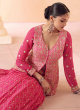 Load image into Gallery viewer, Pink Heavy Embroidered Koti Style Designer Lehenga Choli
