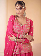 Load image into Gallery viewer, Pink Heavy Embroidered Koti Style Designer Lehenga Choli