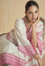 Load image into Gallery viewer, Pink White Flattering Slit-Style Anarkali Dress