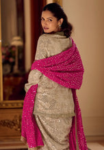 Load image into Gallery viewer, Premium Georgette Magenta Heavy Hand-Embroidered Dhoti Set