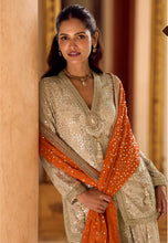 Load image into Gallery viewer, Premium Georgette Orange Heavy Hand-Embroidered Dhoti Set