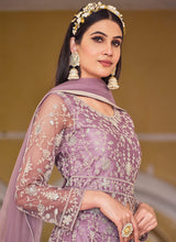 Load image into Gallery viewer, Purple Embroidered Lehenga/Pant Style Designer Anarkali