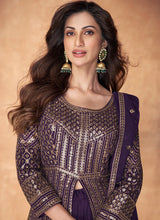 Load image into Gallery viewer, Purple Enchanting Embroidered Anarkali Style Lehenga