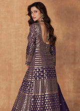 Load image into Gallery viewer, Purple Enchanting Embroidered Anarkali Style Lehenga