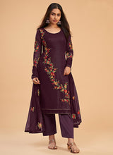 Load image into Gallery viewer, Purple Sequins Embroidered Pant Style Suit