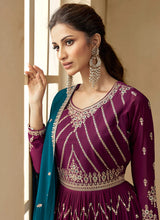 Load image into Gallery viewer, Purple and Teal Embroidered Lehenga Choli